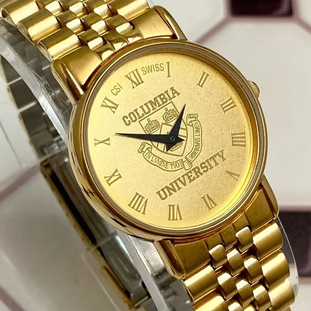Vintage CSI Swiss Quartz Columbia University Gold-Plated Unisex Dress Watch